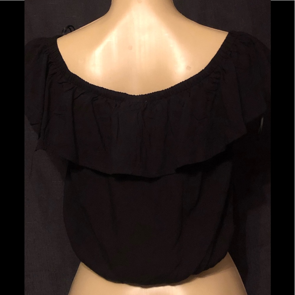 New Black Rayon Babydoll Crop Top